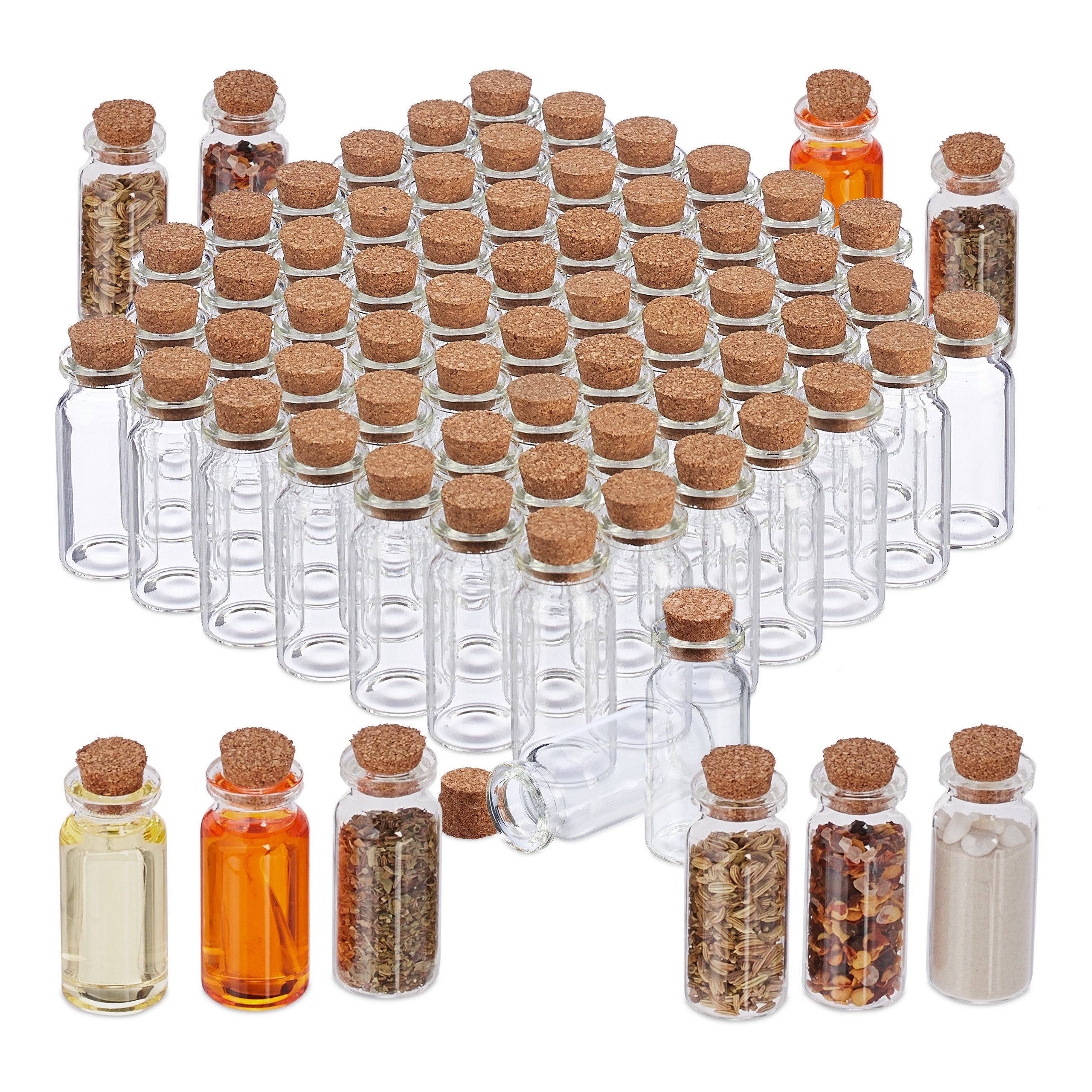 72 X Mini Glass Bottles In Transparent