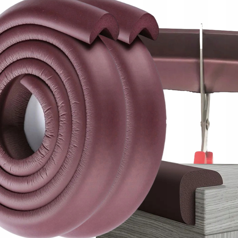 Pjenasta zaštitna traka za rubove - 400 cm smeđa sigurnosna podloga za kutove namještaja, stolove, stolice, radne stolove - zaštita za djecu, jednostavna montaža, mekana apsorpcija udaraca