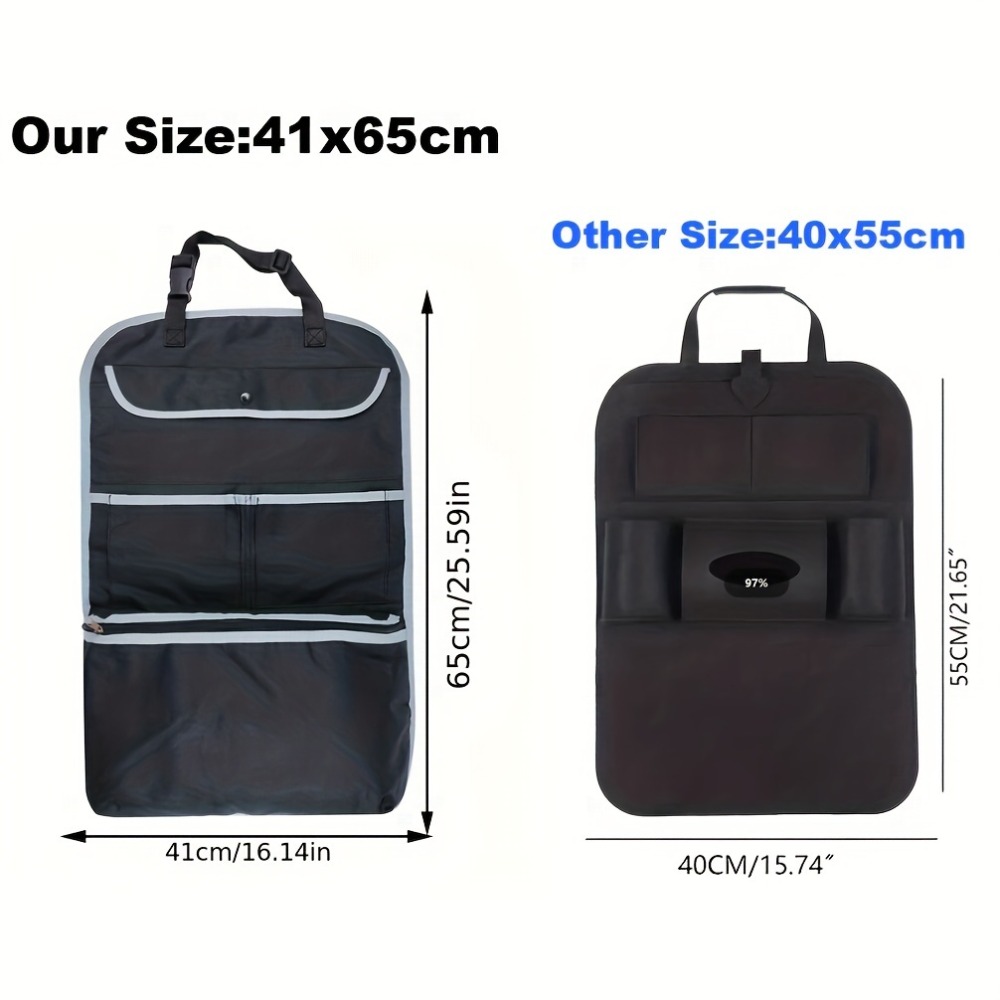 TEMU 1pcs Car Seat Back Storage Bag, Vehicle Hanging Pouch Storage Bag, Multifunctional Car Organizer For Travel And , Anti-kick Mat