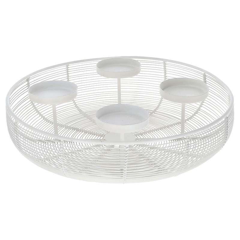 Advent Wreath Optical Stretch White Iron Ø36, 5x10cm Metal Candle Holder Christmas Decoration Advent Candles Grid Shell Shape For 4 Candles