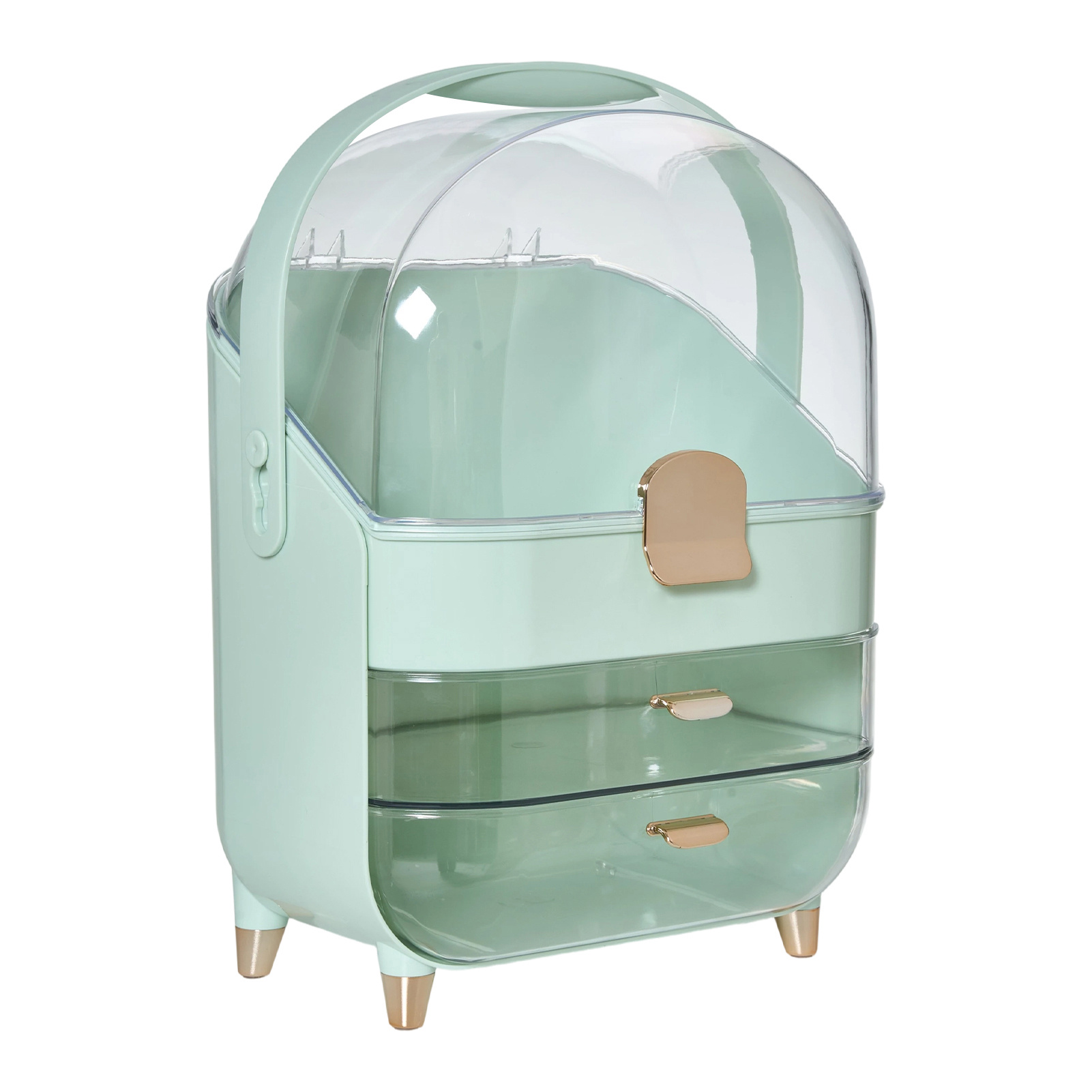 Cosmetic Storage Box with Rotating Brush Holder