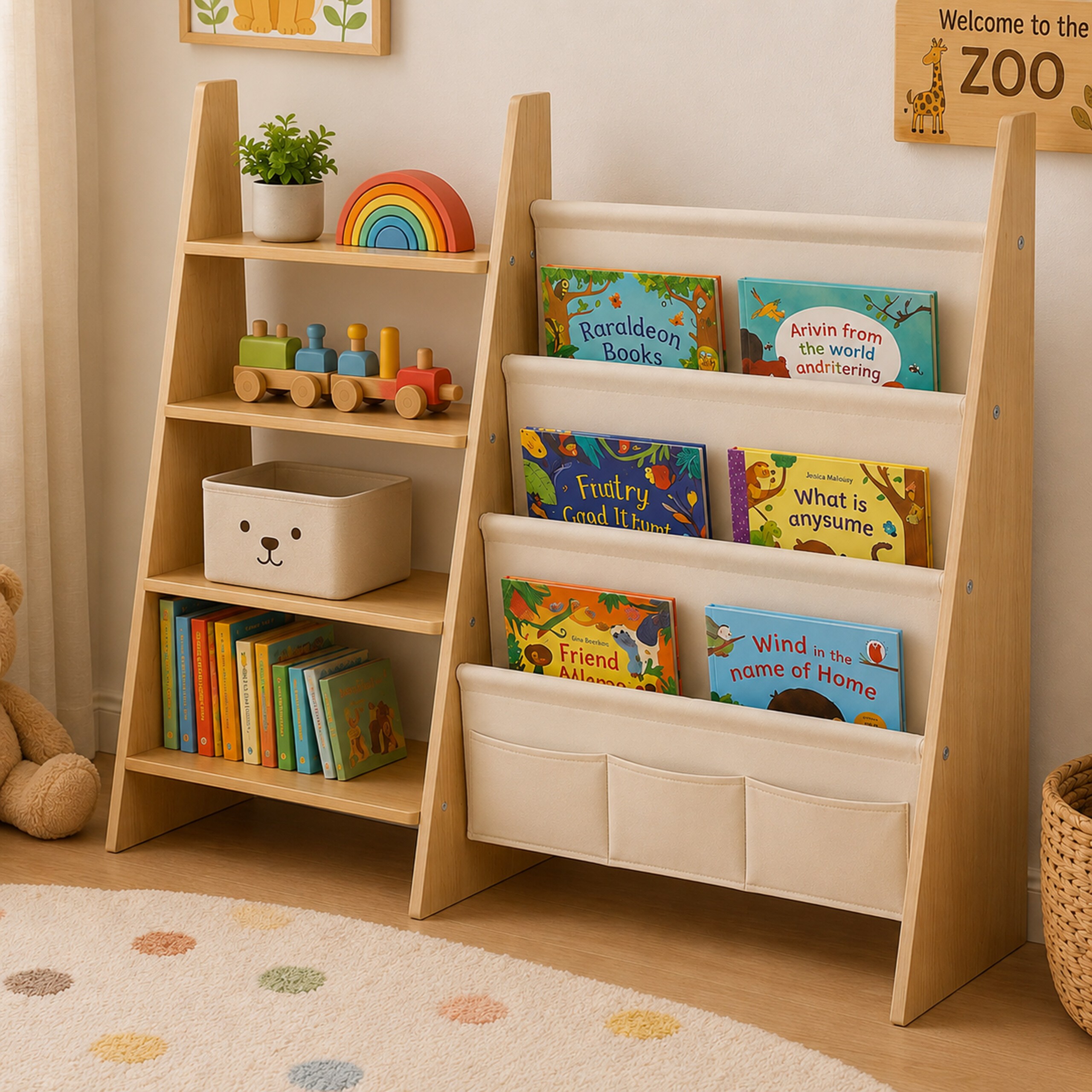 Image of Bookshelf In White/natural - (w)92.5 X (h)75 X (d)23 Cm