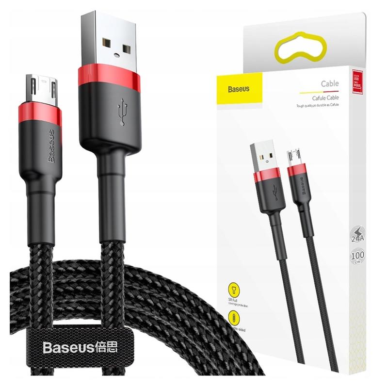 Image of Baseus Cafule Usb To Micro Usb Cable 2.4a 1m, Fast Charging, Red-black, High Quality, Compatible With Micro Usb Devices