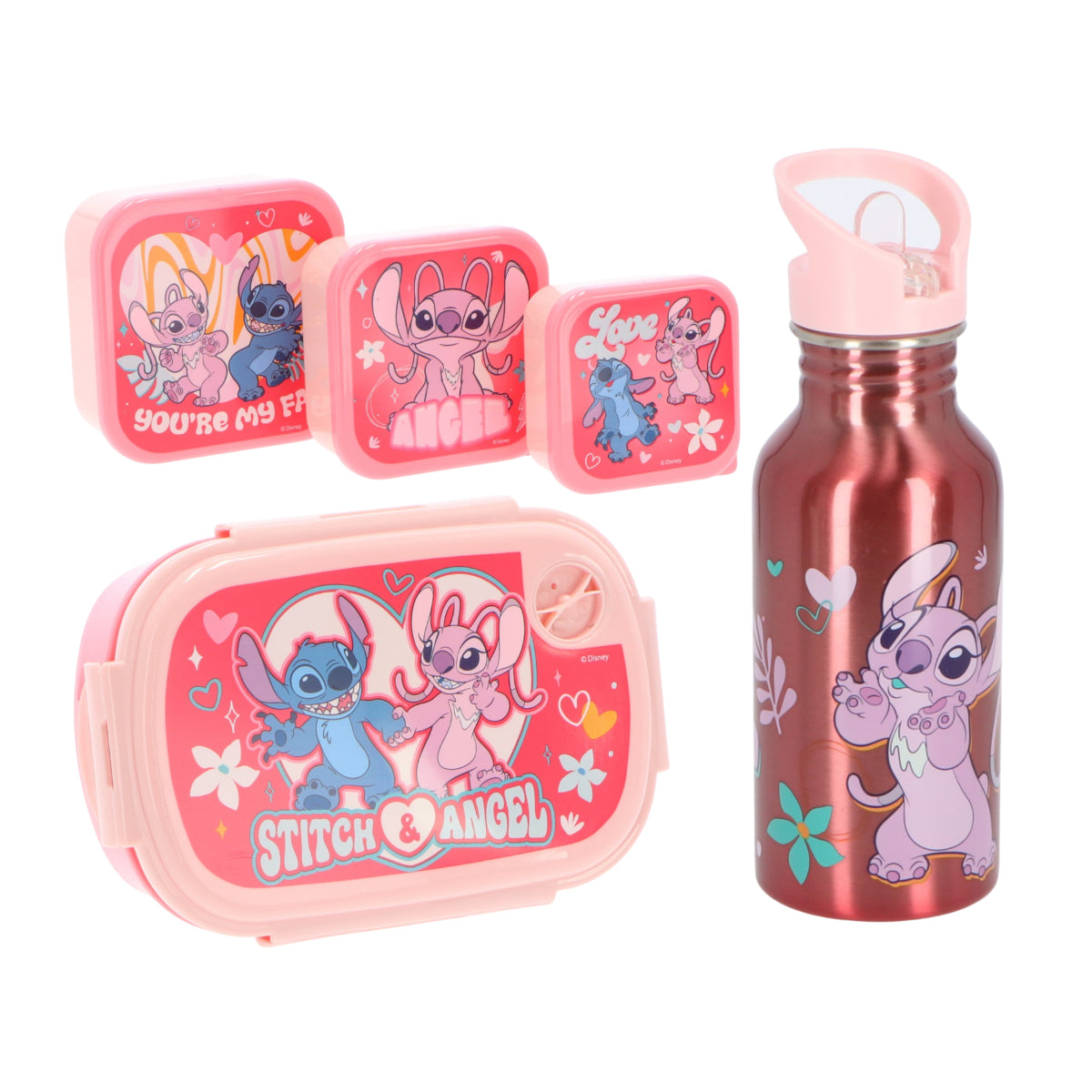 & Stitch 5pcs. Bread Container Water Bottle Snack Box