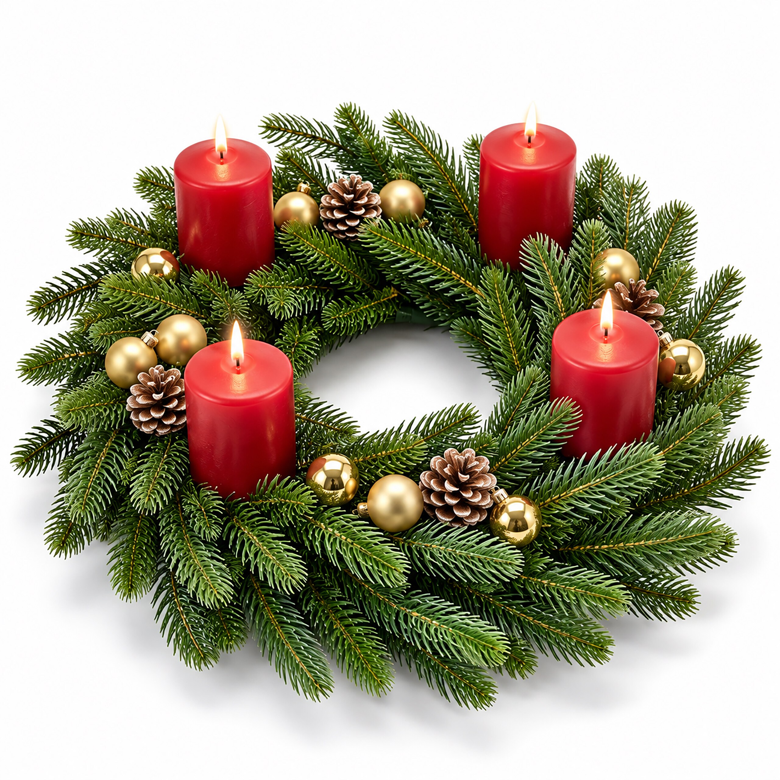Image of Artificial Advent Wreath, 30 Cm, Pe Injection-molded, Green, 8 Cm High, Branches, For Doors, Windows, Walls, Tables, And Office, Christmas Decoration, Door Decoration, Table Decoration, Relaxdays.