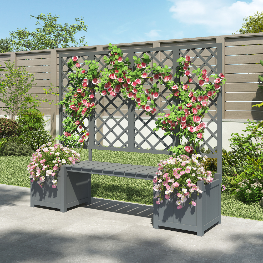 Planter With Integrated Seating, Moisture-resistant Wood, Spacious Storage For Plants & Vegetables 169*145*42cm (cm)