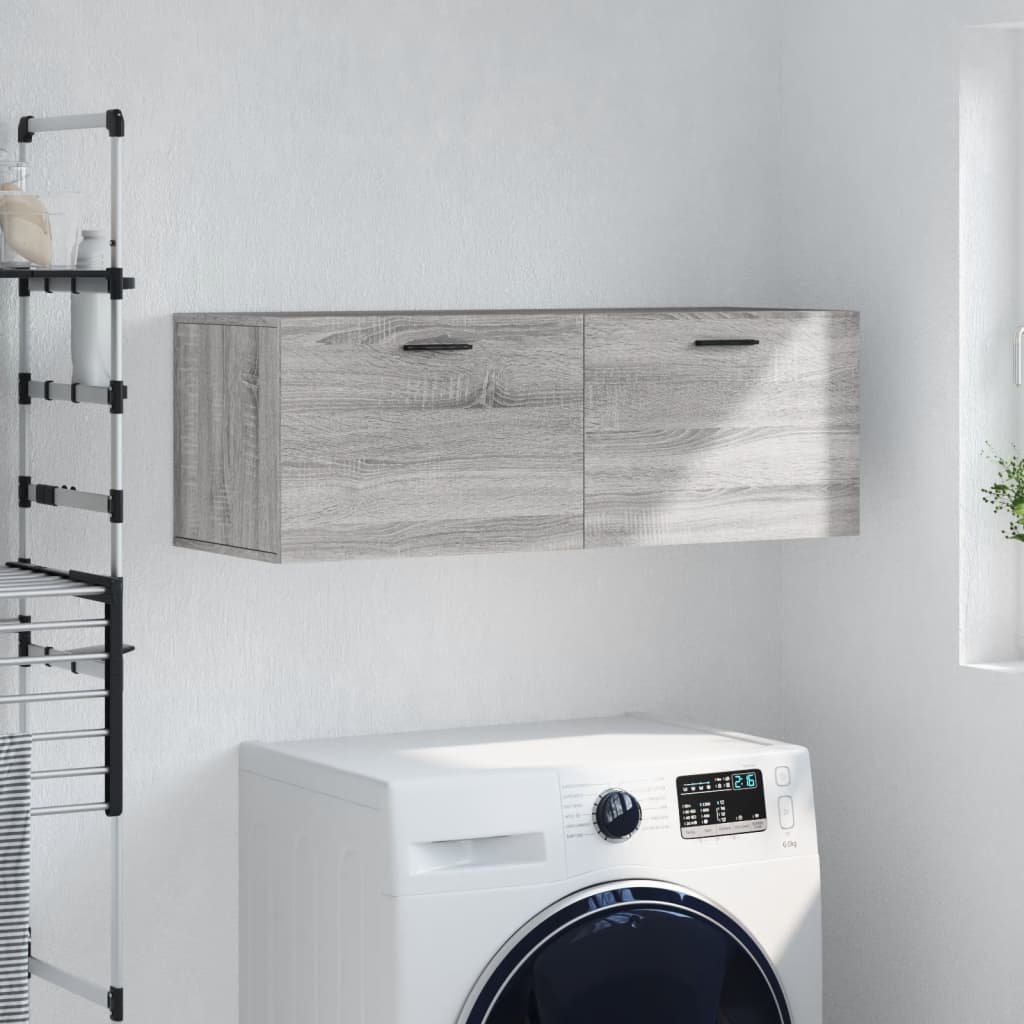 Image of Vidaxl Wall Cabinet, Hanging Cabinet With Of Storage Space, Wall-mounted Bathroom Cabinet, Storage Cabinet For Living Room, Grey Wood Material