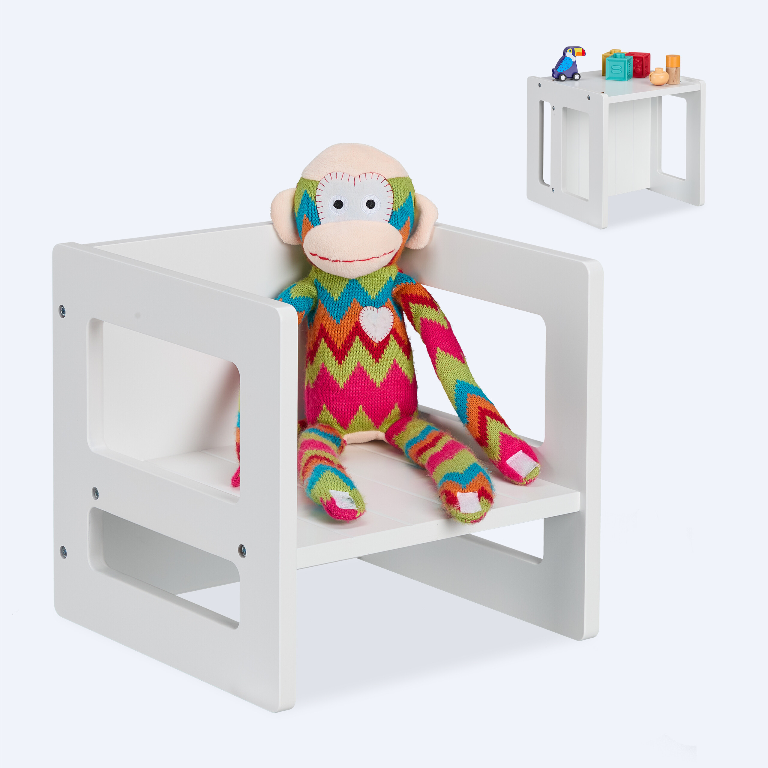 Children's Stool In White - (w)30 X (h)30 X (d)30 Cm