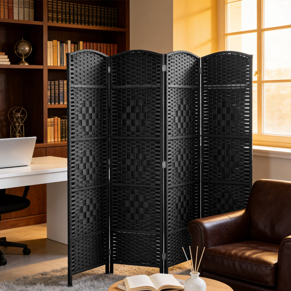 black 4 6 panel freestanding folding room divider foldable privacy screen foldable design elegant minimalist   for separating spaces in living rooms bedrooms home offices balcony patio use