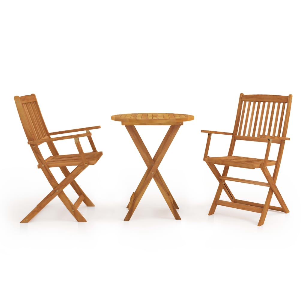 Vidaxl Bistro Garden Furniture Set 3pcs Foldable Wooden Balcony Multiple