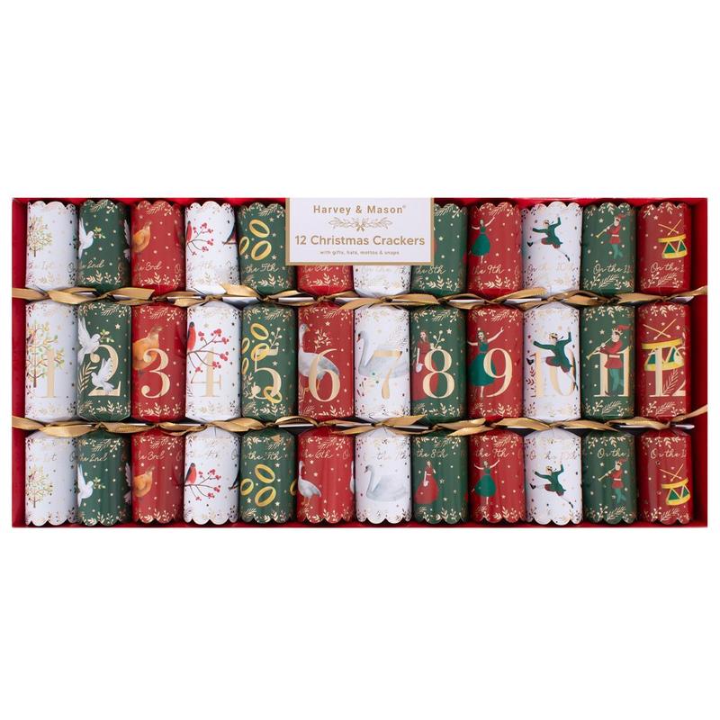 TEMU Of Christmas Crackers - 12" Festive Robin Holiday Dinner Table Decorations Red White Green Gold - Novelty Decorations