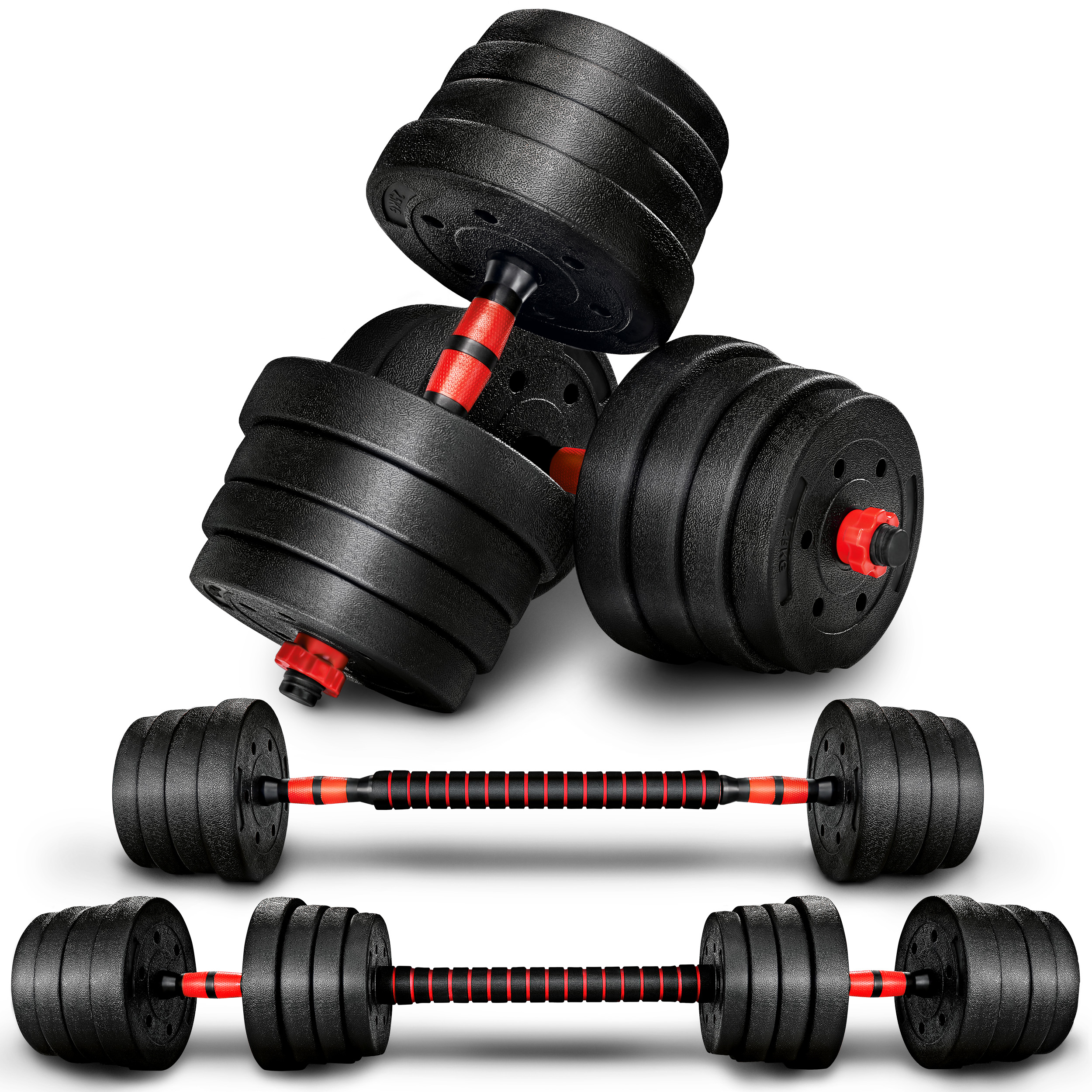 TEMU 2 In 1 Dumbbell Set 20 Kg | Adjustable Dumbbell Set | Short Barbell & Long Barbell | & Connecting Tube
