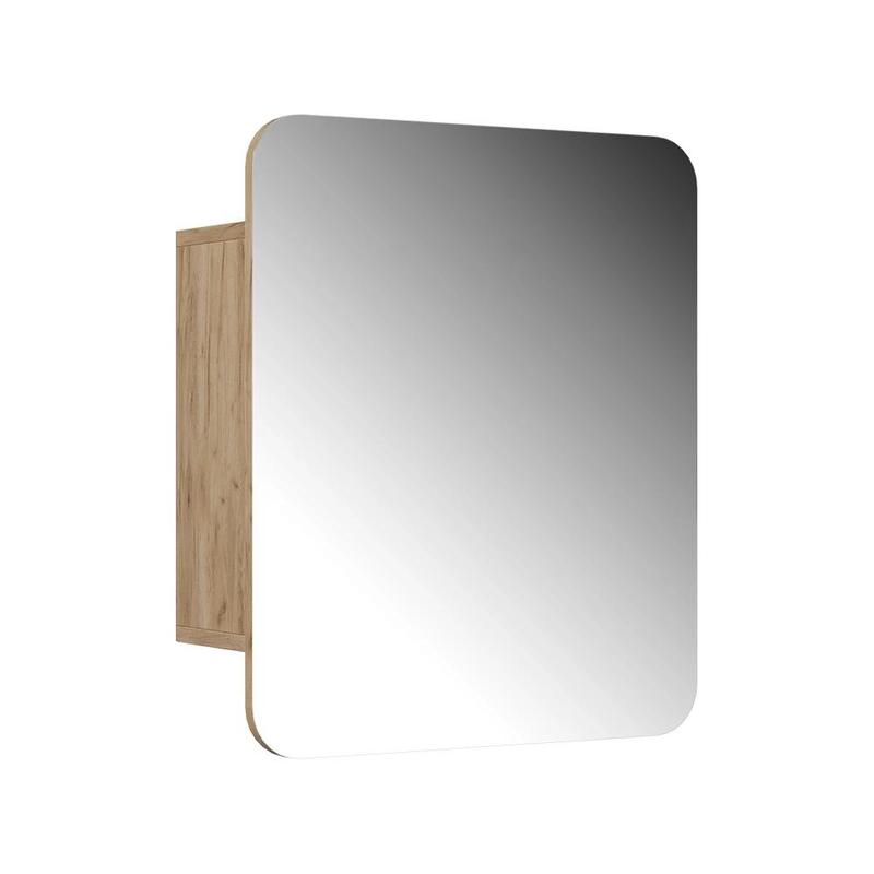 Image of Zino Oak Bathroom Cabinet With Mirror 60 X 50 Cm With Shelves Bathroom Cabinet With Mirror Bathroom Mirror With Storage Bathroom Mirror Cabinet Chipboard, 16 Mm Bathroom