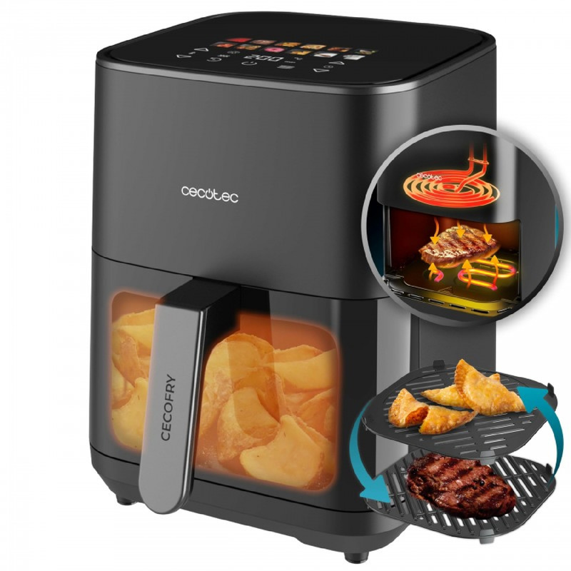 TEMU Cecotec Freidora de Aire sin Aceite de 4L con Resistencia, Plancha, Grill, Air Fryer &Grill 4000. 1900W