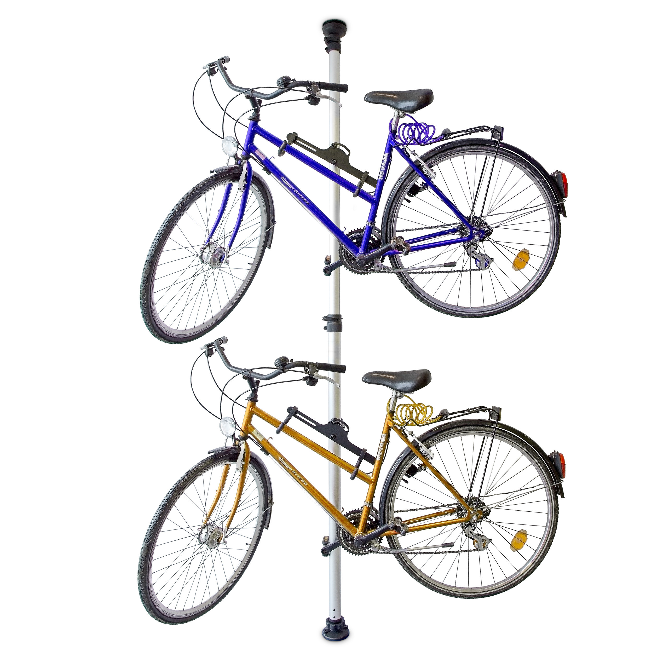 TEMU Soporte telescópico para bicicletas, para 2 bicicletas, 160-340 cm, 40 kg, aluminio y plástico, plateado, ganchos ajustables, para sótano,