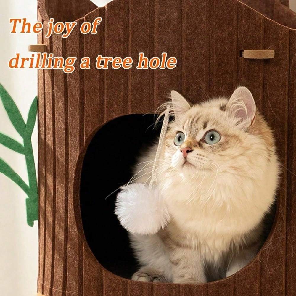 All-Season Enclosed Cat Tree Den with Multi-Layer Bed