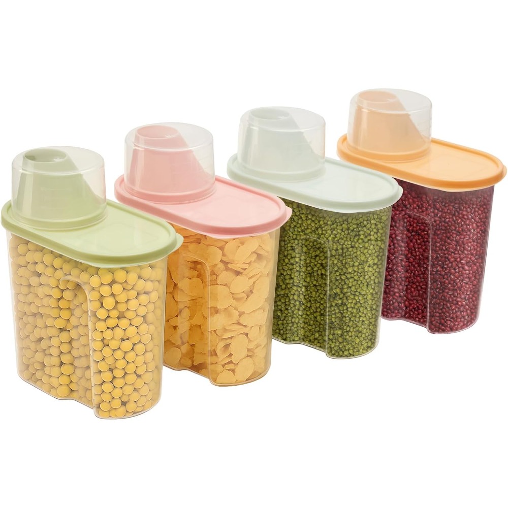 4-piece Set Of Airtight Storage Containers (1.9 L) – Ideal For Storing Grains, Cereals, Sugar, And Kitchen Storage