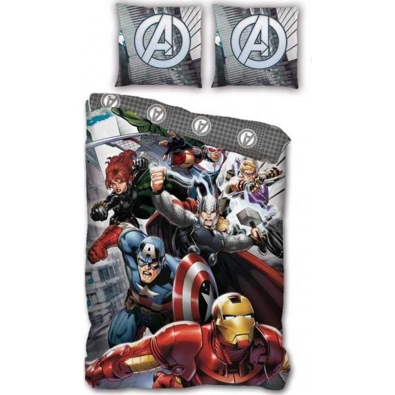 TEMU Parure Housse De Couette Avengers Marvel - 140 x 200 Cm avec taie d'oreiller Avengers Marvel (Parure de lit Avengers- A)