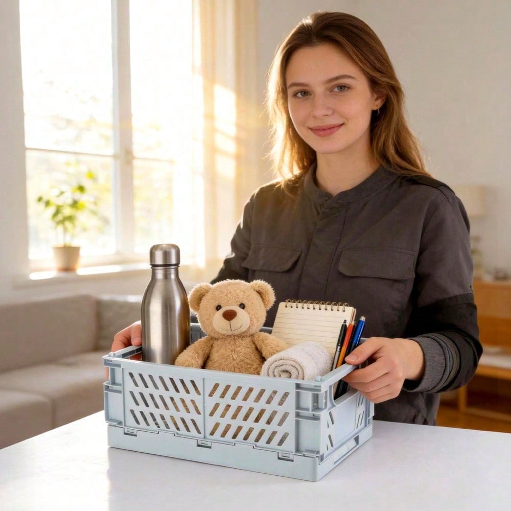 5pcs Stackable Collapsible Storage Crates with Handles