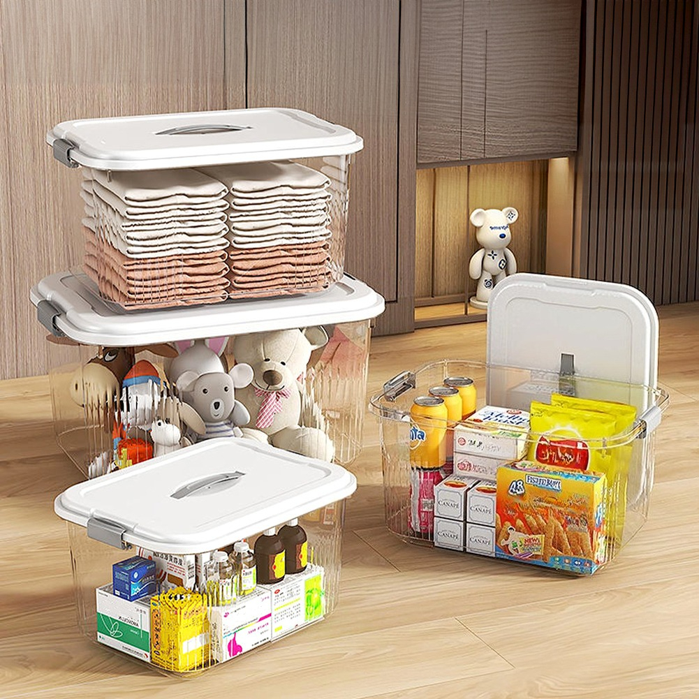 4pcs Multi-Purpose Storage Bins with Handheld Lids