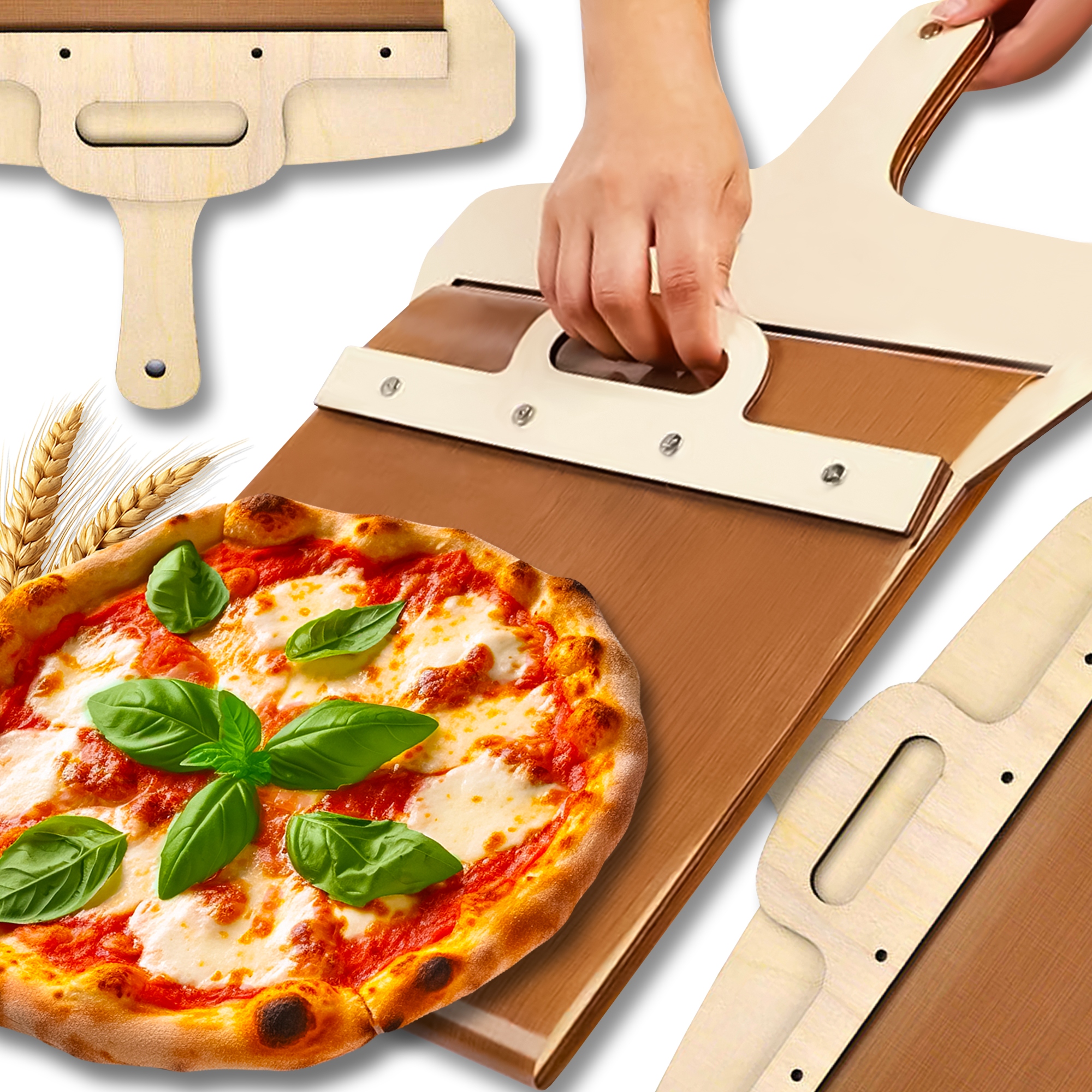 Image of Kuketo - Pizza Peel - Professional Square Tray Xxxl - Wood With Paper Surface - Dimensions 52.5 × 30 × 2 Cm - For Pizza, Bread And Pastries - Convenient Sliding And Removing Of Dough
