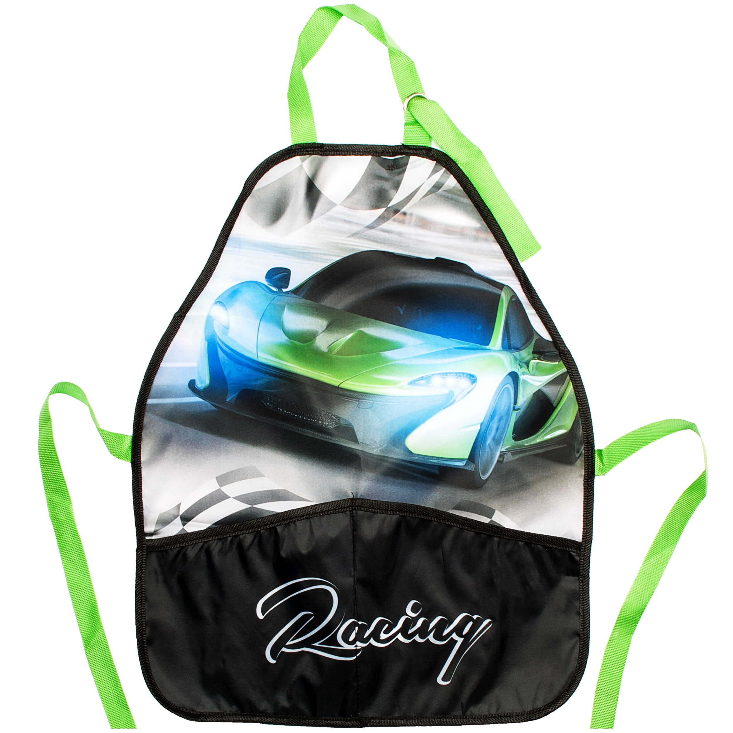 Image of Children's Apron / Apron - Car - Sports Car / Race Car - Adjustable Size - With 2 Pockets - - Universal / Coated & Waterproof - For Boys