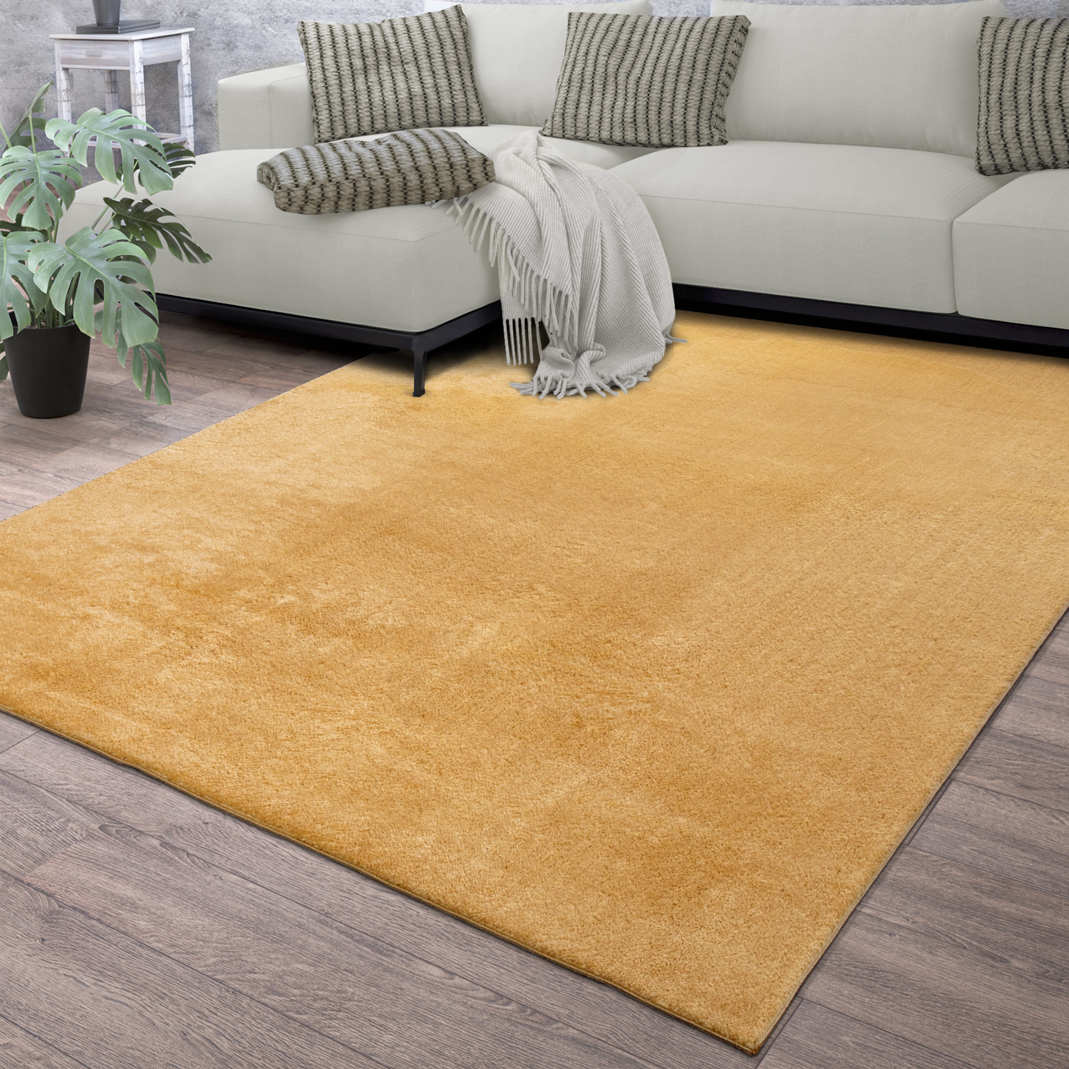 Living Room Short Pile Plain Modern Design Washable, Non Slip Stain Resistant Polyester Cloth