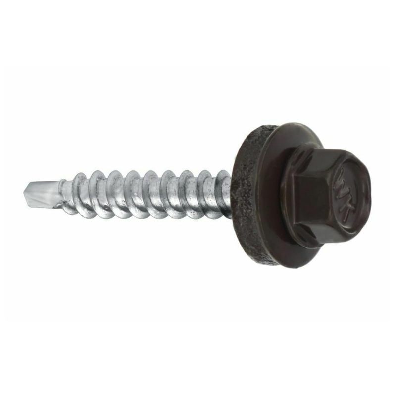 Image of Climate Wfd Screw Anchors For Trapezoidal Sheet Metal On Wood Ral 8019 Grey-brown 4.8x35 Mm 100pcs Masterbox