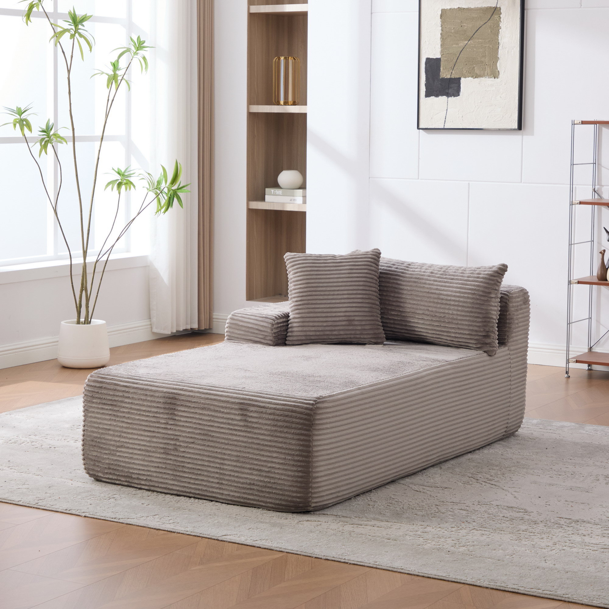 Image of Modular Compression Sofa Made Of Chenille Fabric, Filled With 30d High-elastic Foam. Easy To Move And With Non-slip Bottom, Ideal For Living Room And Other Spaces - Gray