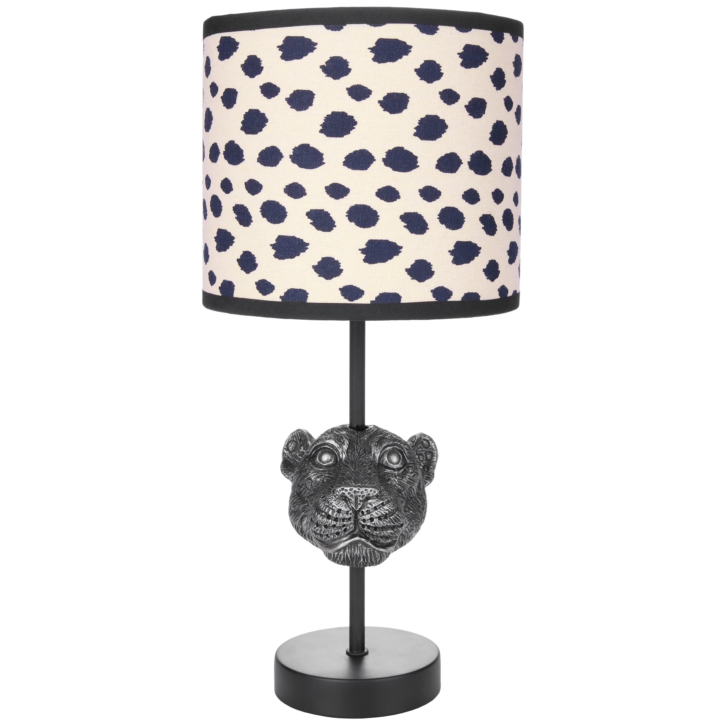 Image of Brubaker Table Or Night Table Lamp Leopard - Table Lamp With Polyresin Foot And Fabric Shade - 40 Cm Height, Black Beige Spotted (bulb Not Included)