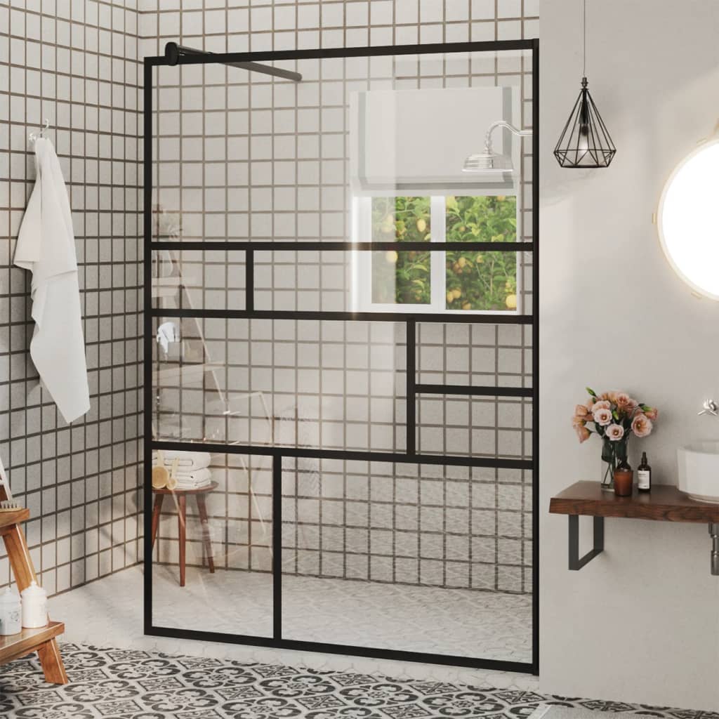 TEMU Shower Screen For Walk-in Shower With Clear Esg Glass 115x195 Cm