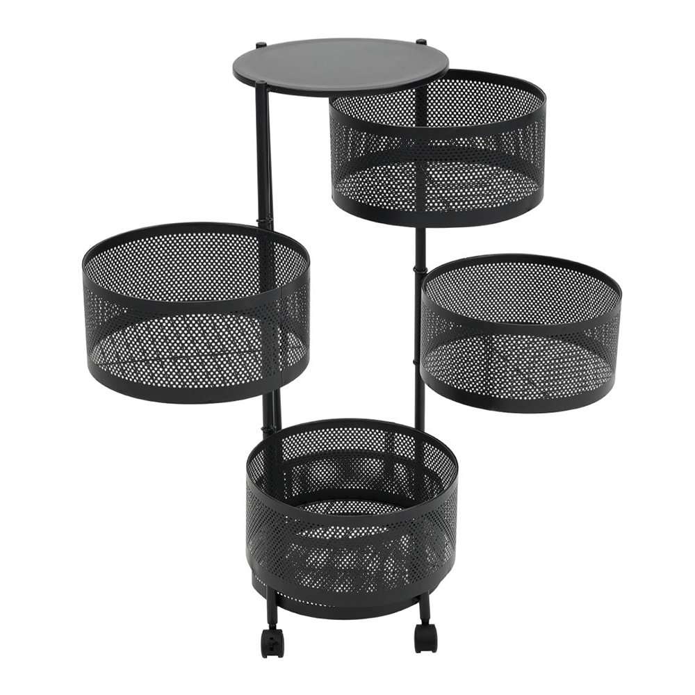Large Capacity Round Metal Kitchen Storage Rack with Wheels