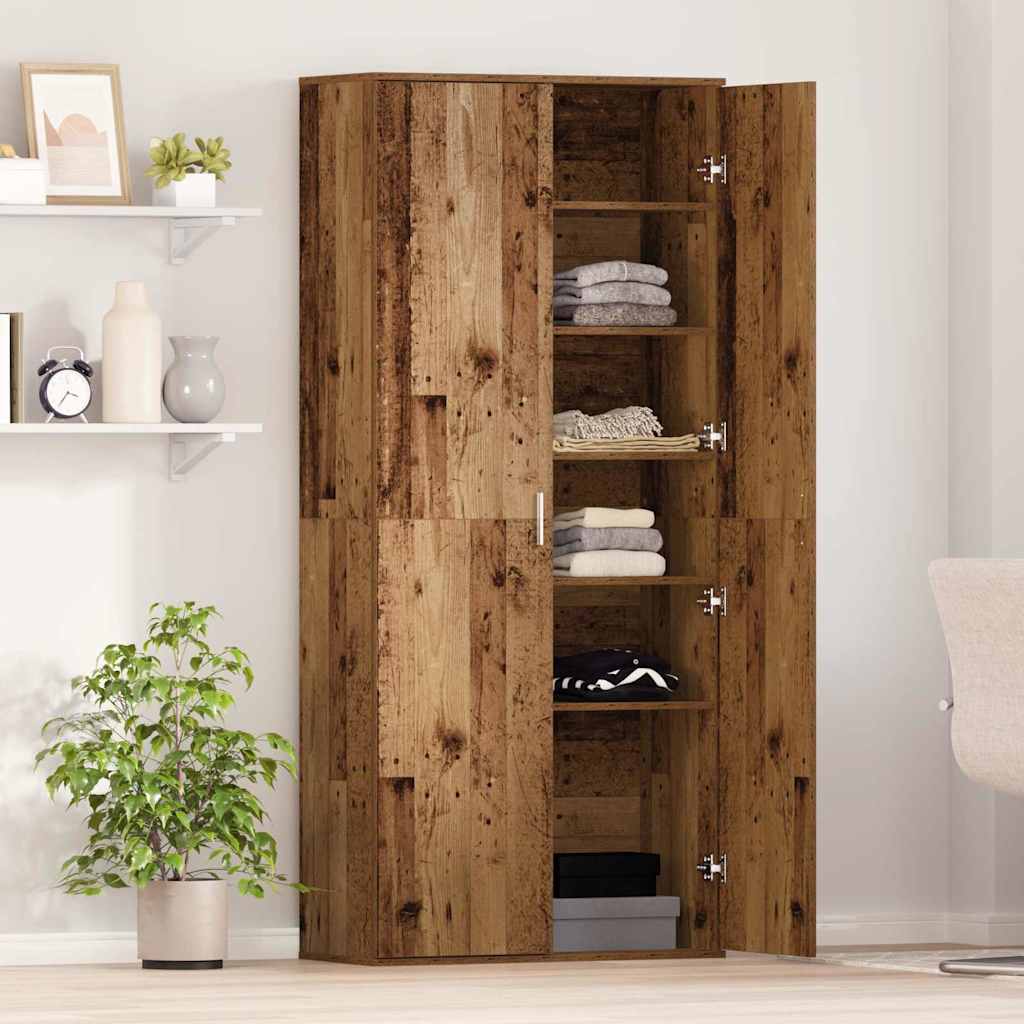 Image of Vidaxl 80x35x180 Cm Engineer Cabinet Rustic Furniture For Living Room Bedroom Office High Stylish