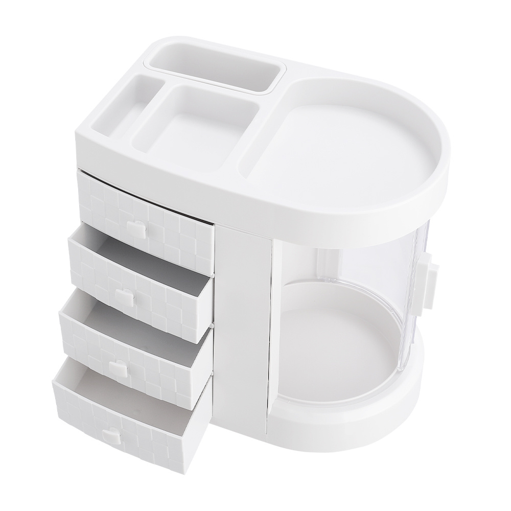 Makeup Holder Storage Box with 4 Drawers and Rotation Window