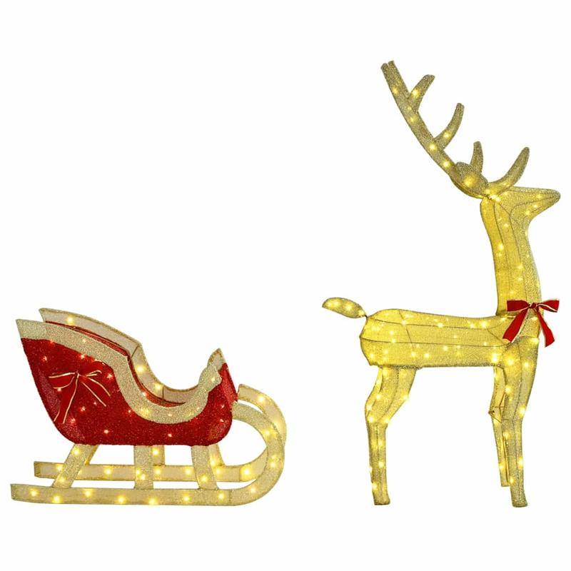 Reindeer Trek Sled Warm Wit 70 X 26 X 128.5 Cm, Reindeer Figuren Set, Reindeer Familie, voor Woonkamer, Slaapkamer, Terrassen, Balkons, Etc.