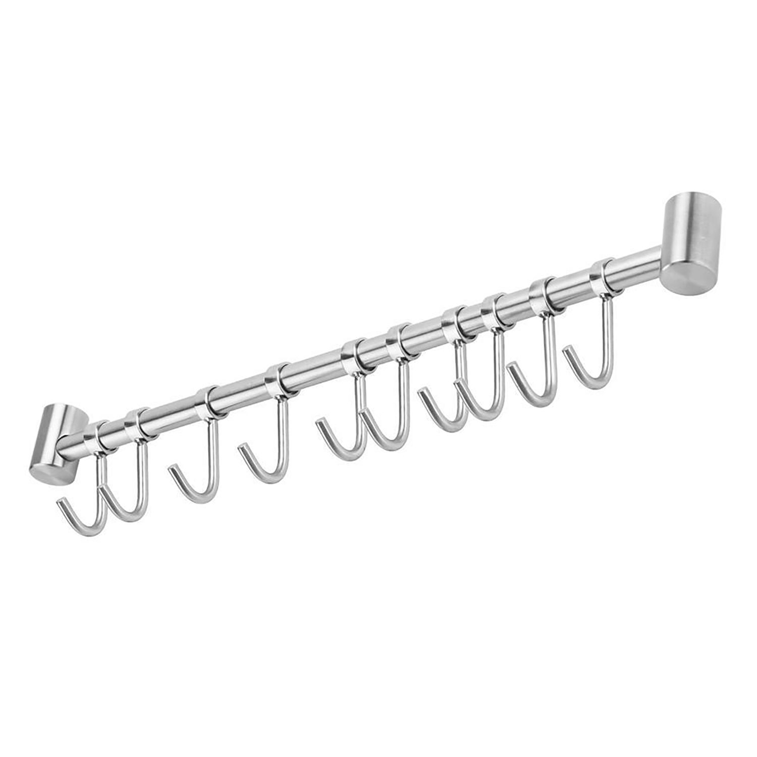 Image of Intirilife Stainless Steel Kitchen Hanging Rod With Movable Hooks For Drilling Kitchen Rail Hook Strip Holder Kitchen Utensil Bar Cup Holder Wall Mount