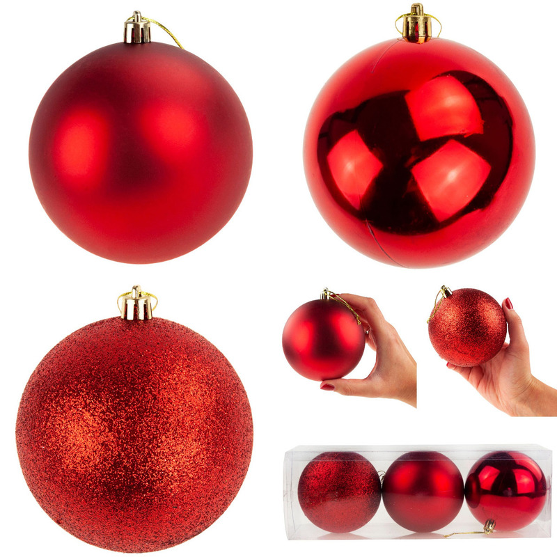Tree Ornaments Set Of 3 Unbreakable 10cm Baubles