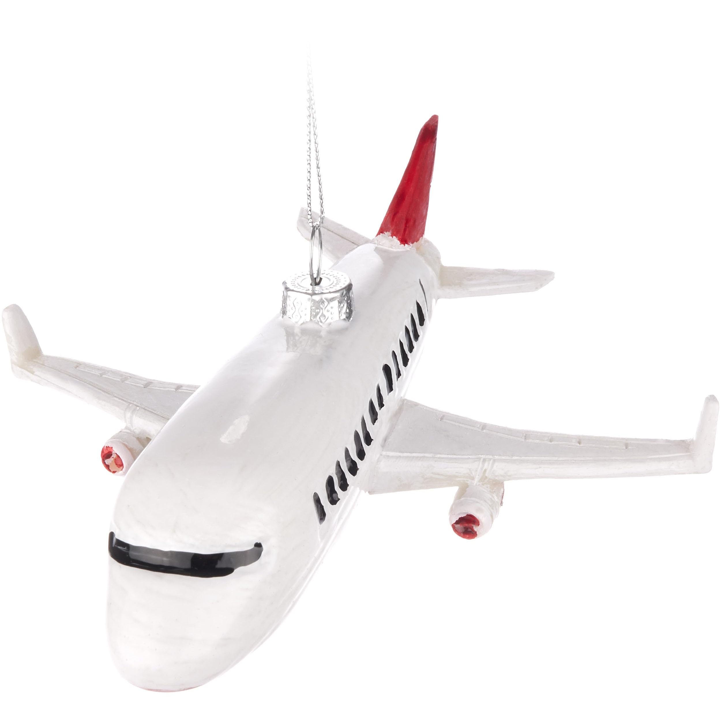 Image of Brubaker Airplane - Glass Christmas Ball - Hand-painted And Mouth-blown - Funny Christmas Tree Decorations - Christmas Tree Ball Figures Christmas Decorations Hanger - Decorative Tree Ball