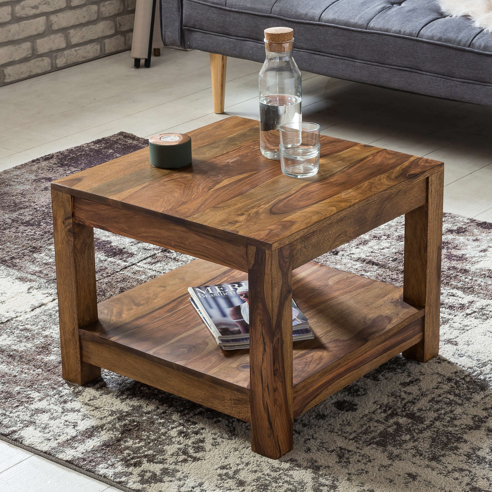 Solid Wood Coffee Table 60 X 60 Cm Living Room Brown Country House Style Side Table Color Selectable