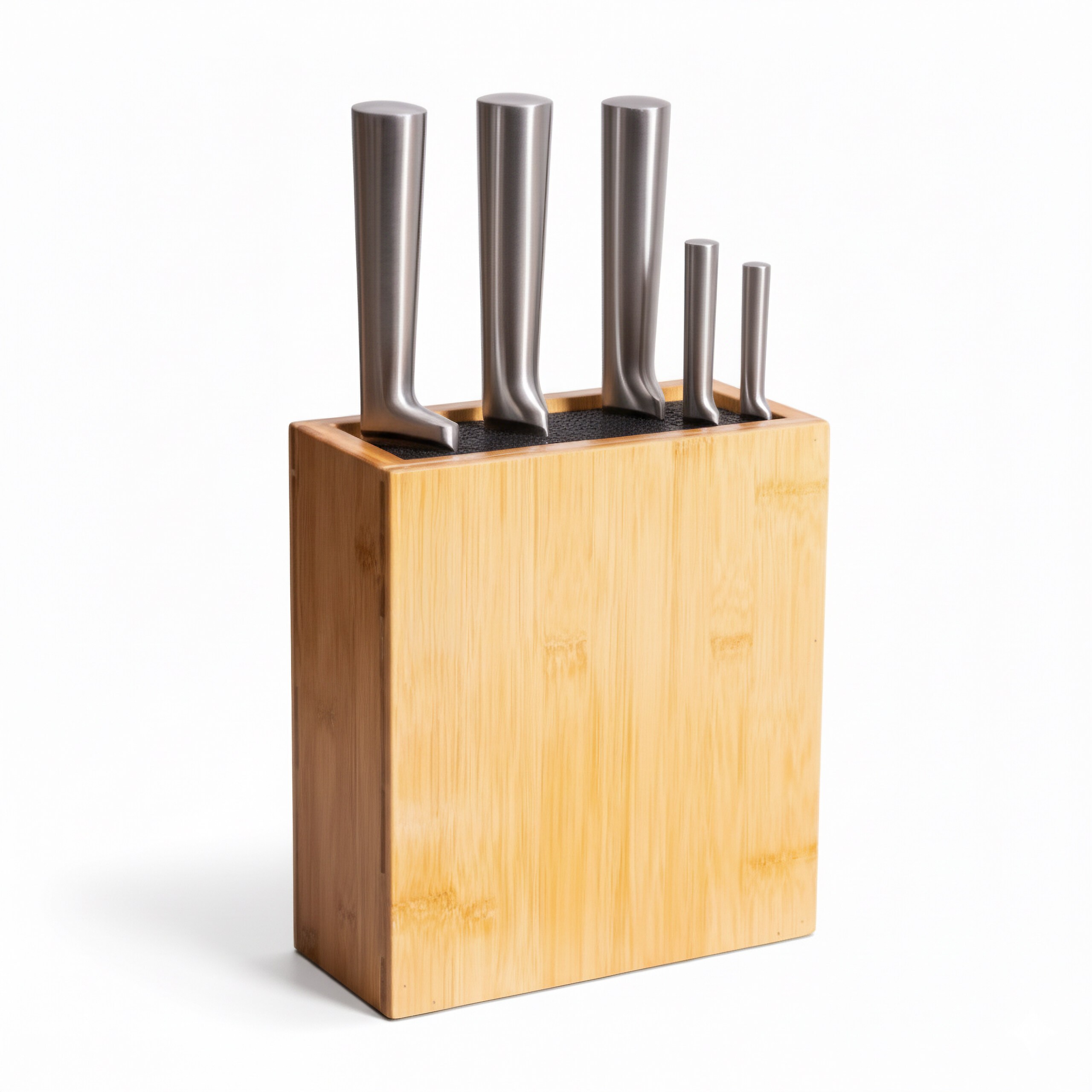 Knife Block In Natural/black - (w)23 X (h)26 X (d)11.5 Cm