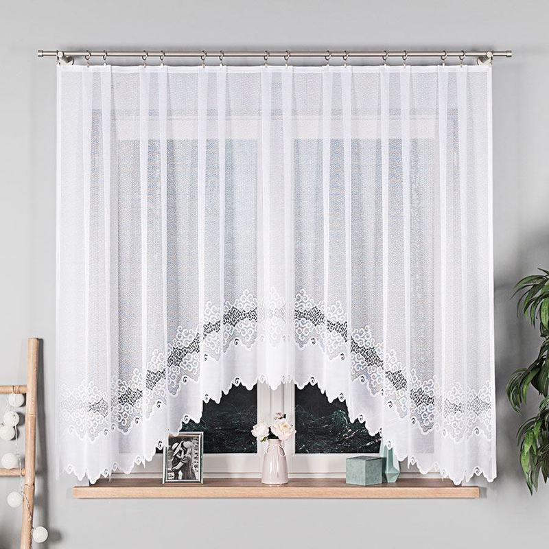 - Fringed Curtain With A Cut At - 300x160 Cm - White