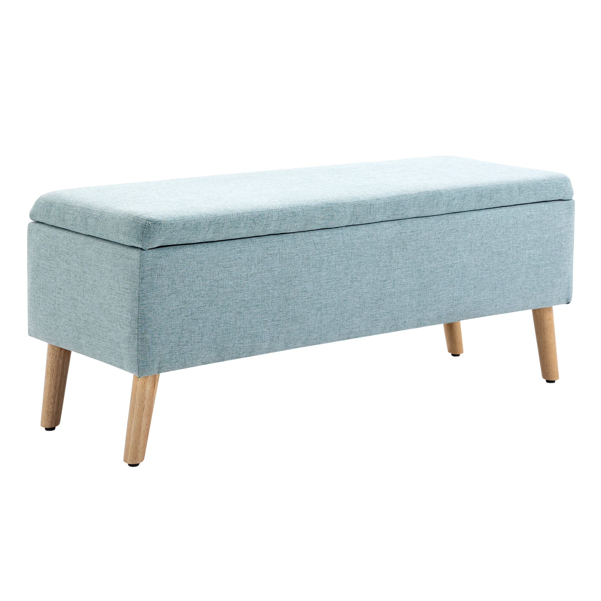 Storage Bench Upholstered Bench With Storage Ottoman Bed Bench With Linen Look For Hallway Bedroom Living Room Rubber Wood Light Green 110 X 39 X