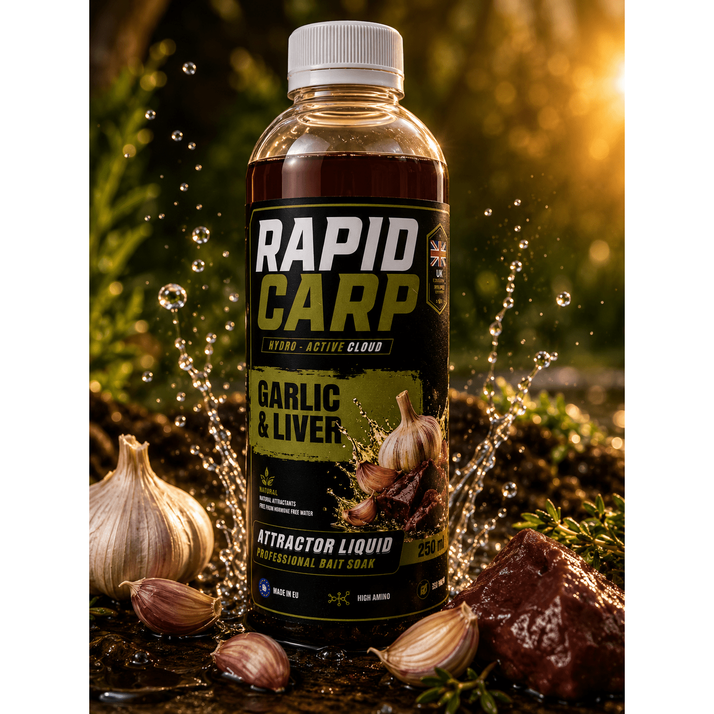 Image of Rapid Carp Garlic-liver Premium Liquid (250ml) – Heavy Garlic And Stinky Liver Liquid , Water-based Ultra-fast Dissolving Four-season Extra Strong Appetite Stimulant For Carp Fishing