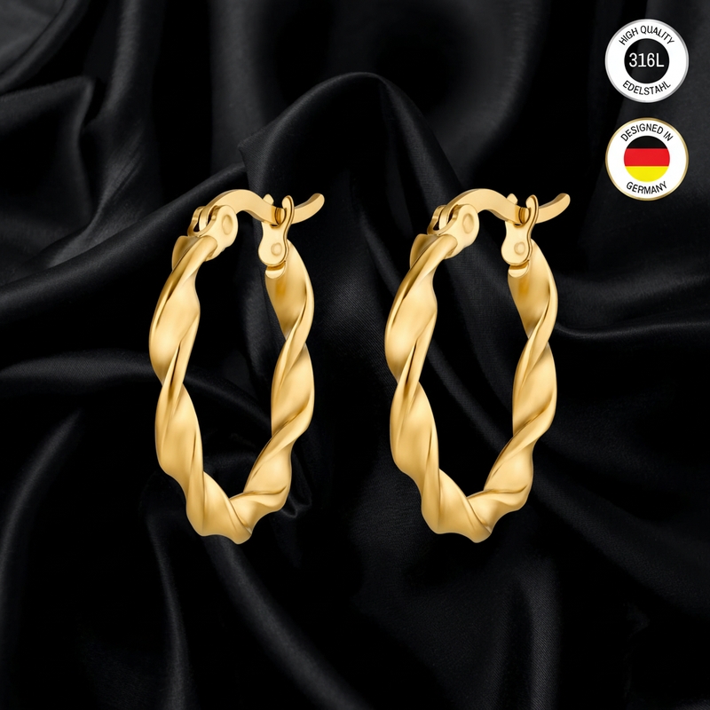 Women's Earrings - Gold-colored - Hoop Earrings - Waterproof