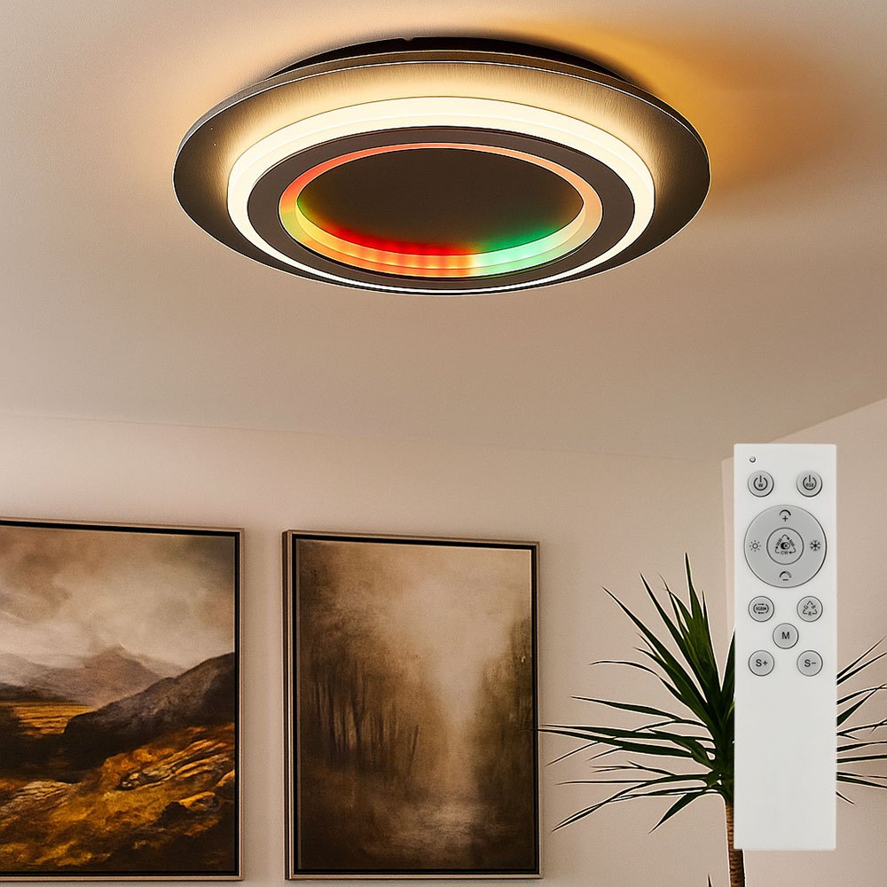 Rainbow Effect Ceiling Light, Dimmable Dining Room Lamp With Led Color Change, Remote Control Included, 1x Led 18w 650lm 3000-6500 , D