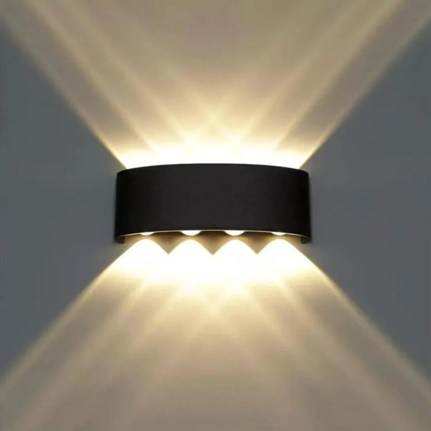 TEMU Applique Murale Extérieure LED Ellis, 8W, 8 Lumineuses, Lumière Chaude, Noire, Hauteur 8cm, 3000K , Largeur , Matériau ABS, Montage Mural,