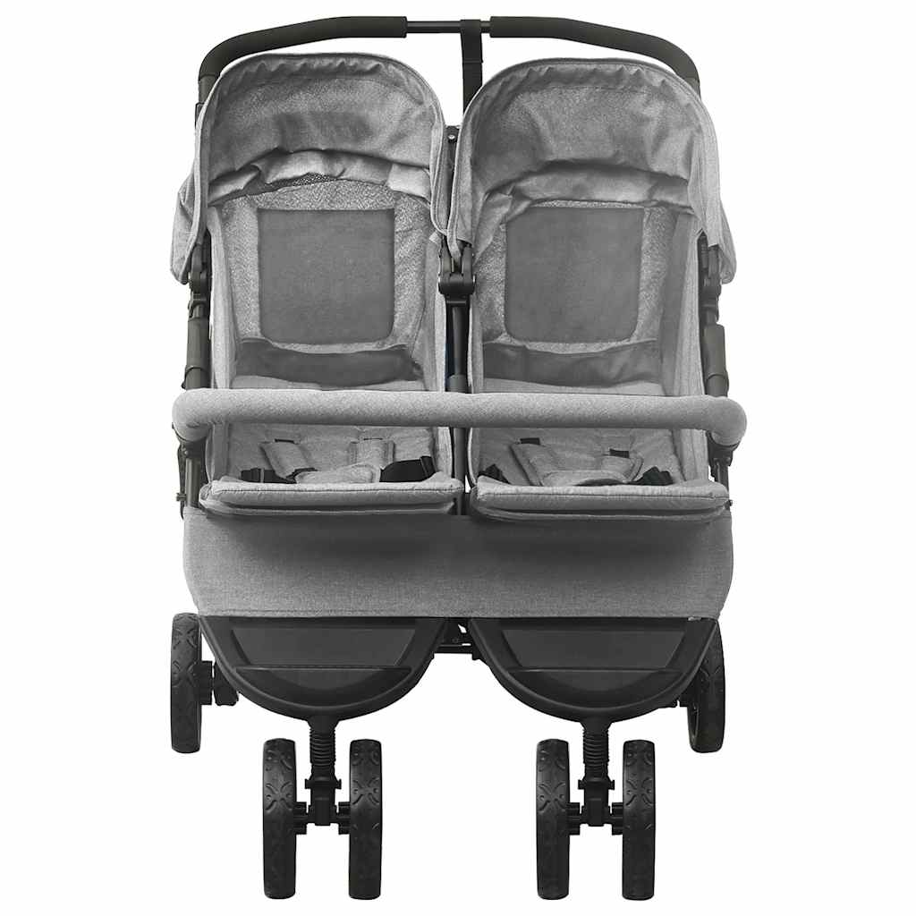 Lichtgrijze Stalen Dubbele Kinderwagen - Babywagen, Lichtgewicht Dubbele Kinderwagen, Opvouwbare Dubbele Kinderwagen, Gezinswagen, Kinderaccessoires
