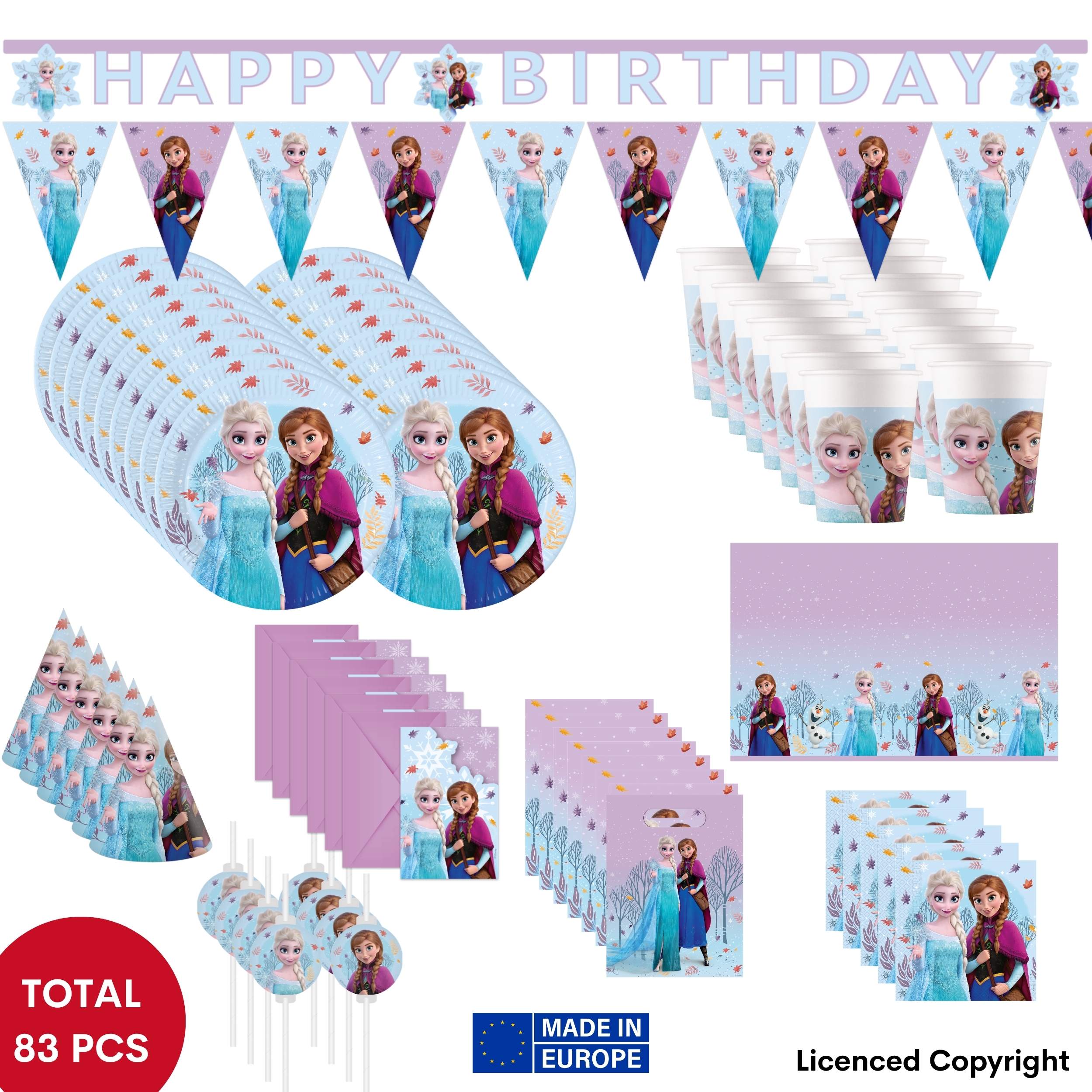 TEMU 83pcs Wonder Children's Birthday Party Decoration Set - 16 Plates, 16 Cups, 20 Napkins, 1 Tablecloth, 6 Party Hats, 6 Invitation Cards, 8 Paper