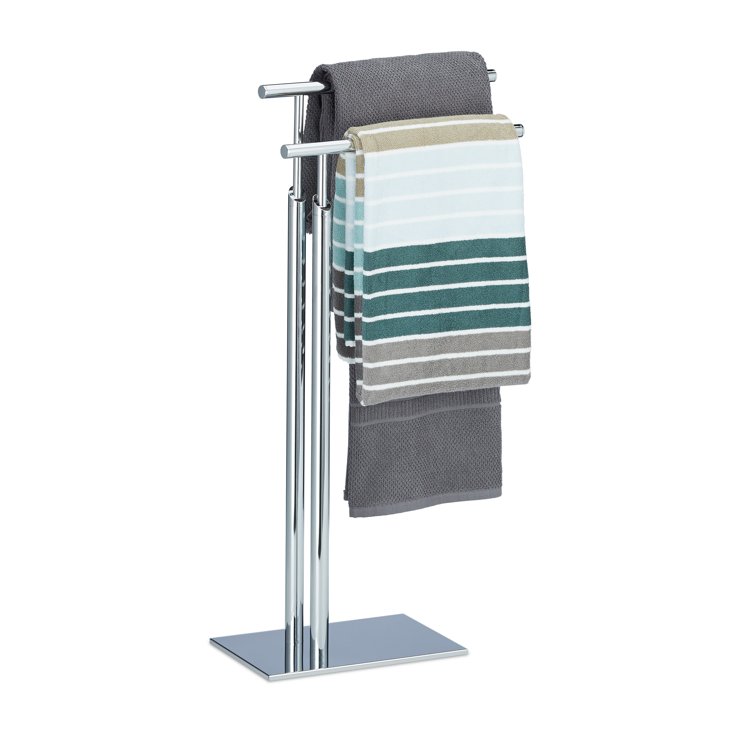 Towel Holder In Silver - (w)46 X (h)78 X (d)20 Cm