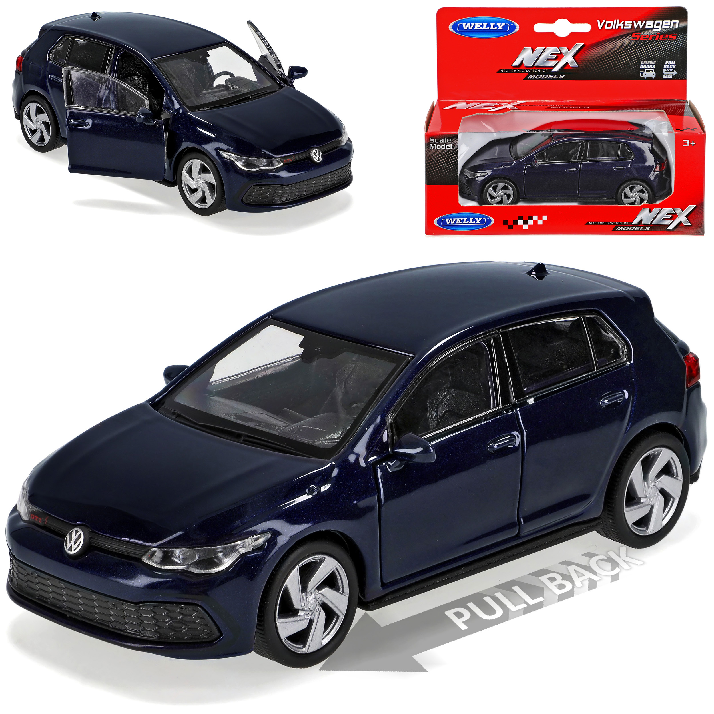 Vw Golf Viii 5-door Blue From 2019 With Retractable Motor . 1/43 1/36-1/46 Welly Model Car